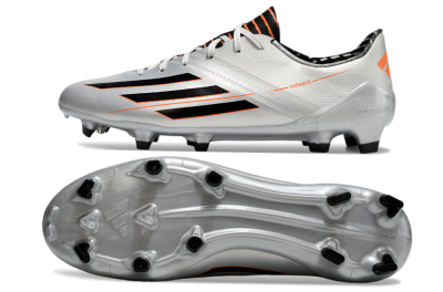 Adidas F50 Adizero FG Low-Tops Soccer Cleats - Silver/Black/Orange