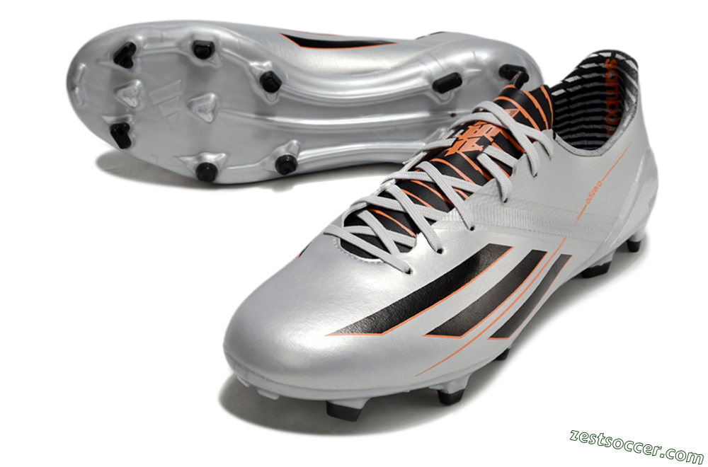Adidas F50 Adizero FG Low-Tops Soccer Cleats - Silver/Black/Orange 3