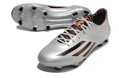 Adidas F50 Adizero FG Low-Tops Soccer Cleats - Silver/Black/Orange