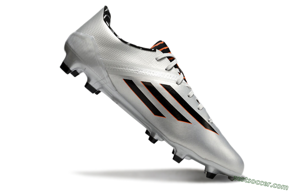 Adidas F50 Adizero FG Low-Tops Soccer Cleats - Silver/Black/Orange 4