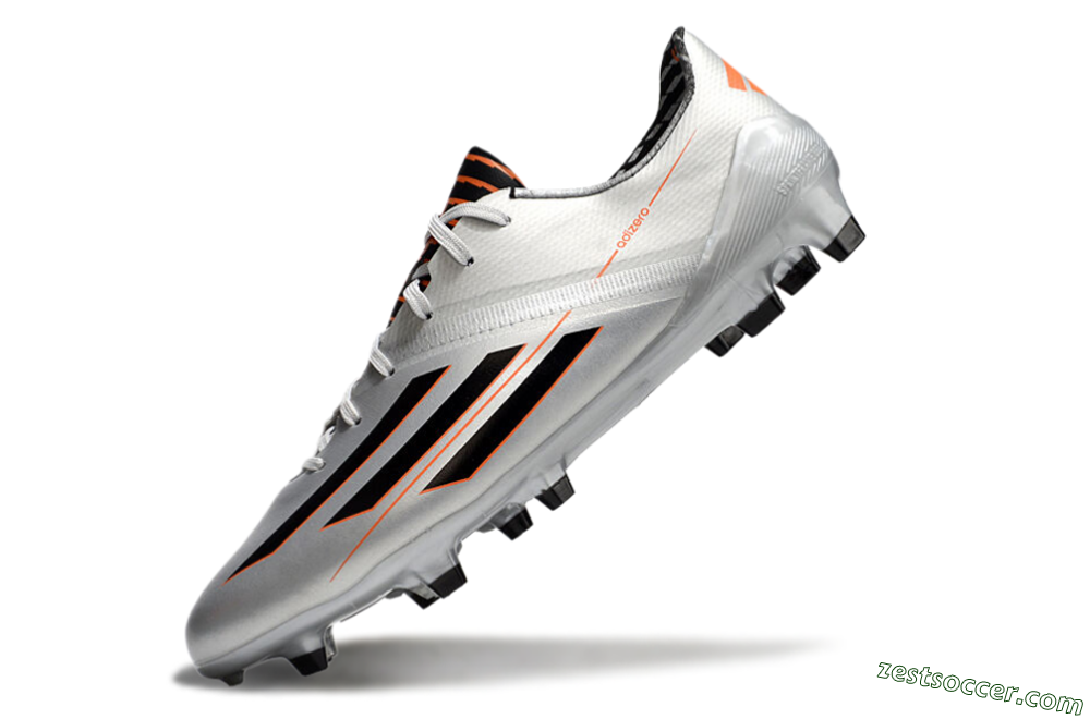 Adidas F50 Adizero FG Low-Tops Soccer Cleats - Silver/Black/Orange 5