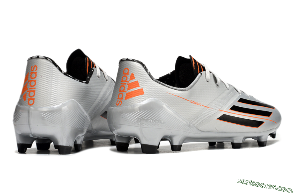 Adidas F50 Adizero FG Low-Tops Soccer Cleats - Silver/Black/Orange 6