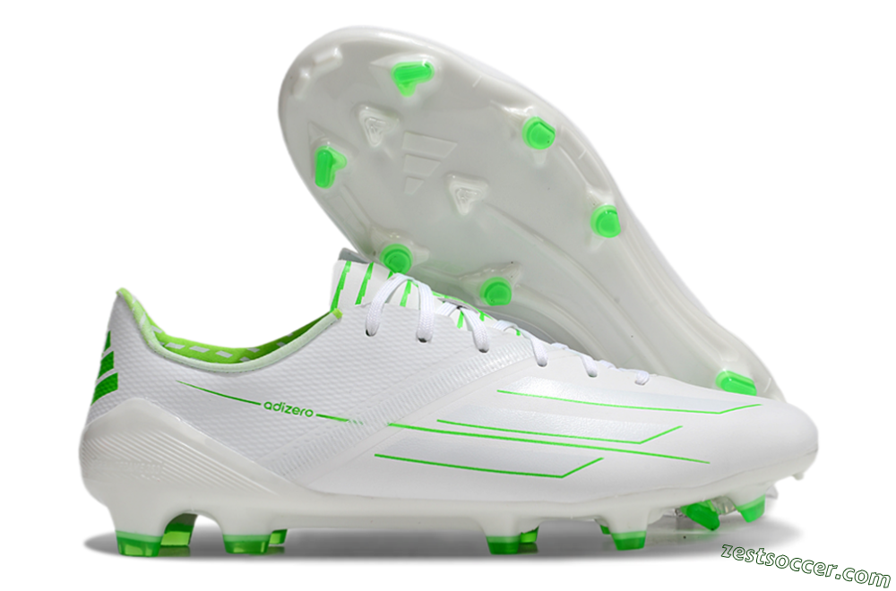 Adidas F50 Adizero FG Low-Tops Soccer Cleats - White/Green 0