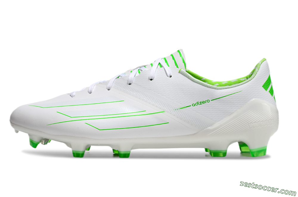 Adidas F50 Adizero FG Low-Tops Soccer Cleats - White/Green 2