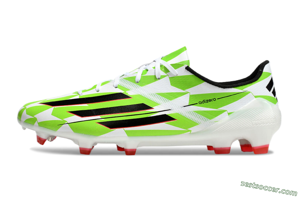 Adidas F50 Adizero Elite FG Low-Tops Soccer Cleats - White/Black/Green/Pink 2