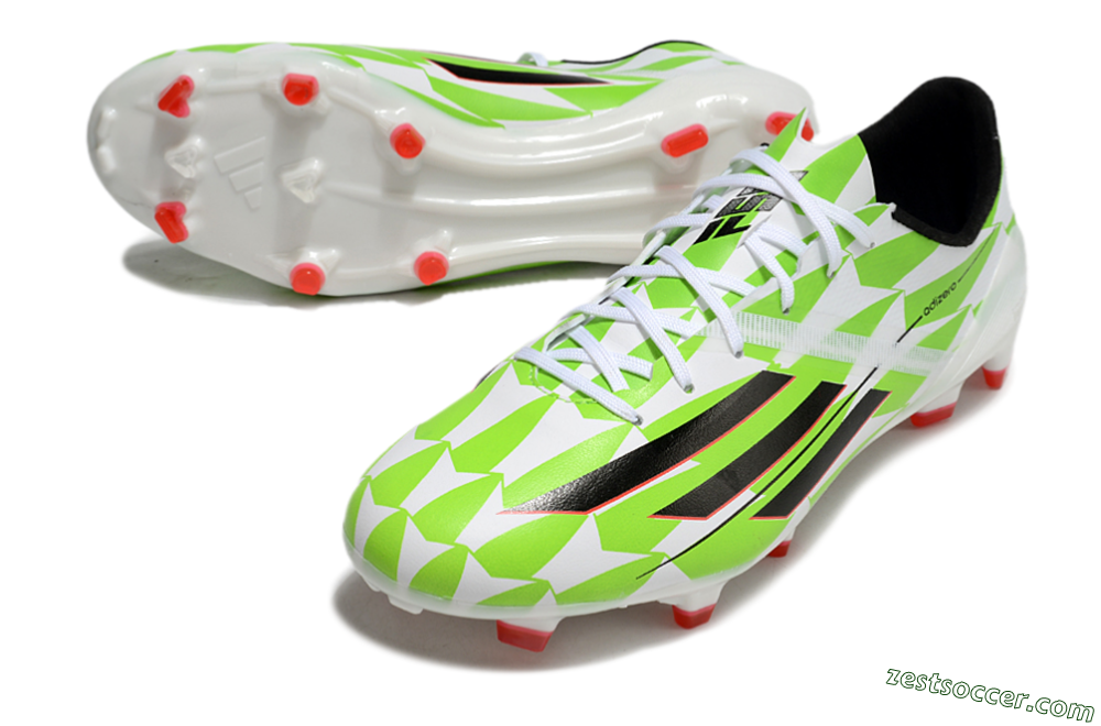 Adidas F50 Adizero Elite FG Low-Tops Soccer Cleats - White/Black/Green/Pink 3