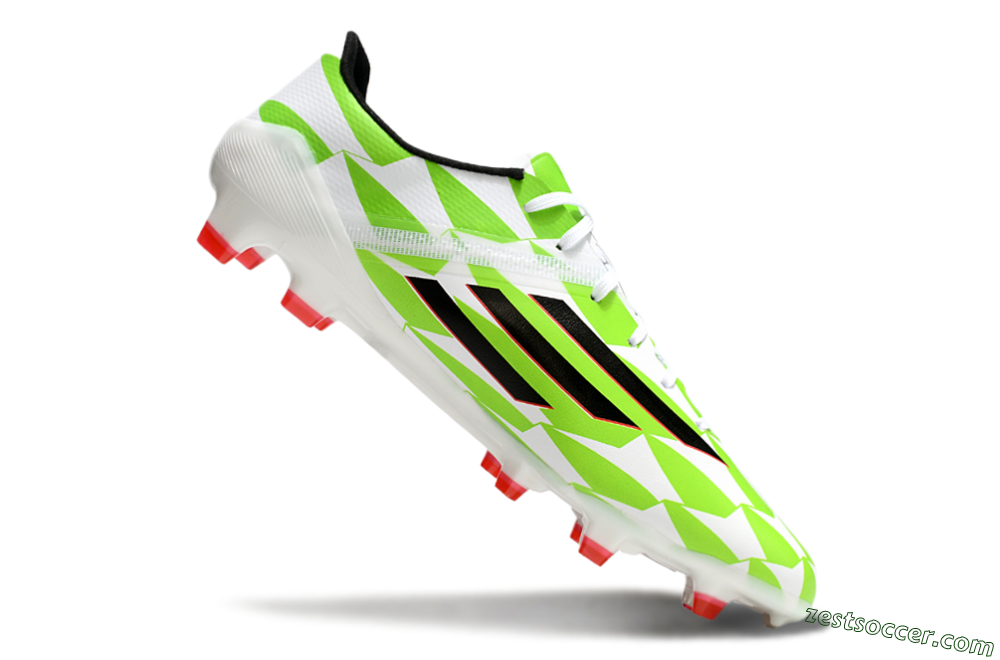 Adidas F50 Adizero Elite FG Low-Tops Soccer Cleats - White/Black/Green/Pink 4