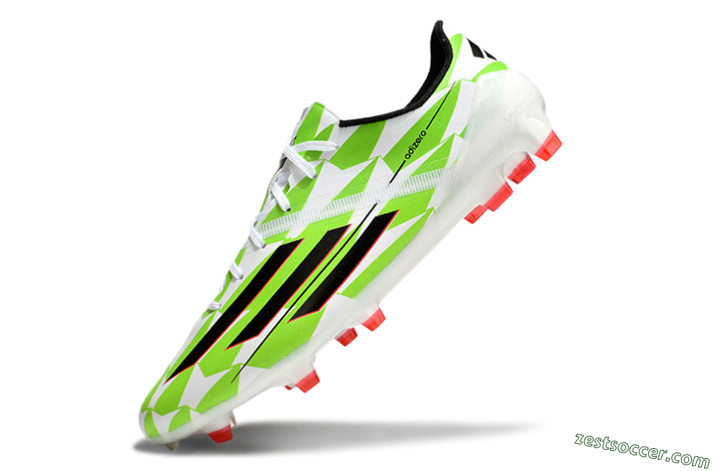 Adidas F50 Adizero Elite FG Low-Tops Soccer Cleats - White/Black/Green/Pink 5