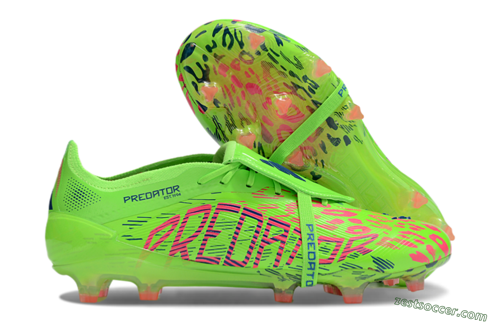 Adidas Predator Elite Foldover Tongue FG Low-Tops Soccer Cleats - Yellow/Blue/Purple 0