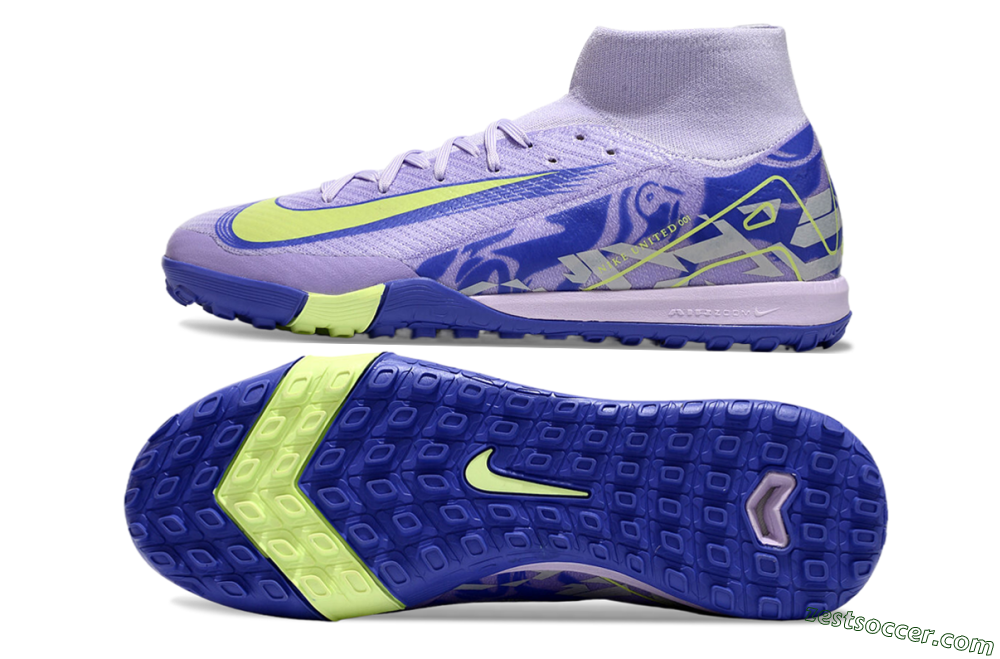 Nike Air Zoom Mercurial Superfly 10 Elite TF High-Tops Soccer Shoes - Purple/Yellow/White 1