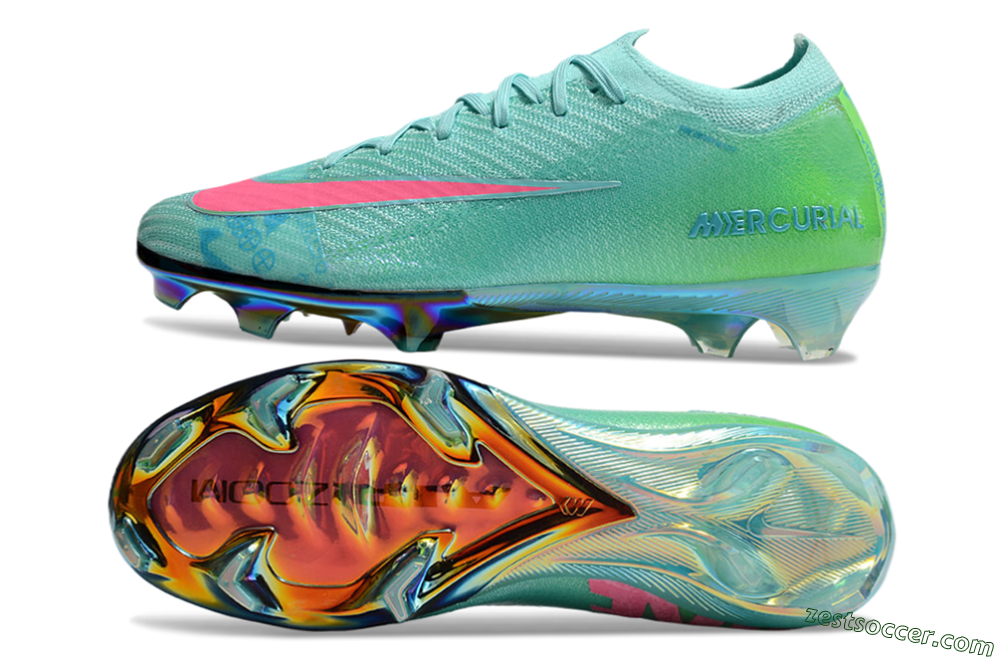 Nike Air Zoom Mercurial Vapor 16 Elite FG Low-Tops Soccer Cleats - Jade/Pink/Yellow 6