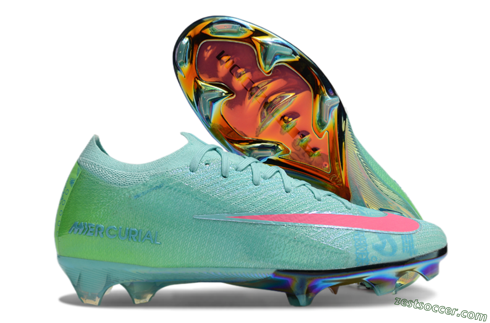 Nike Air Zoom Mercurial Vapor 16 Elite FG Low-Tops Soccer Cleats - Jade/Pink/Yellow 5
