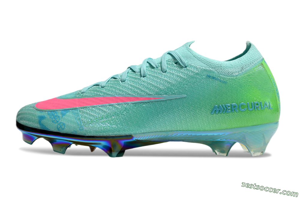 Nike Air Zoom Mercurial Vapor 16 Elite FG Low-Tops Soccer Cleats - Jade/Pink/Yellow 4