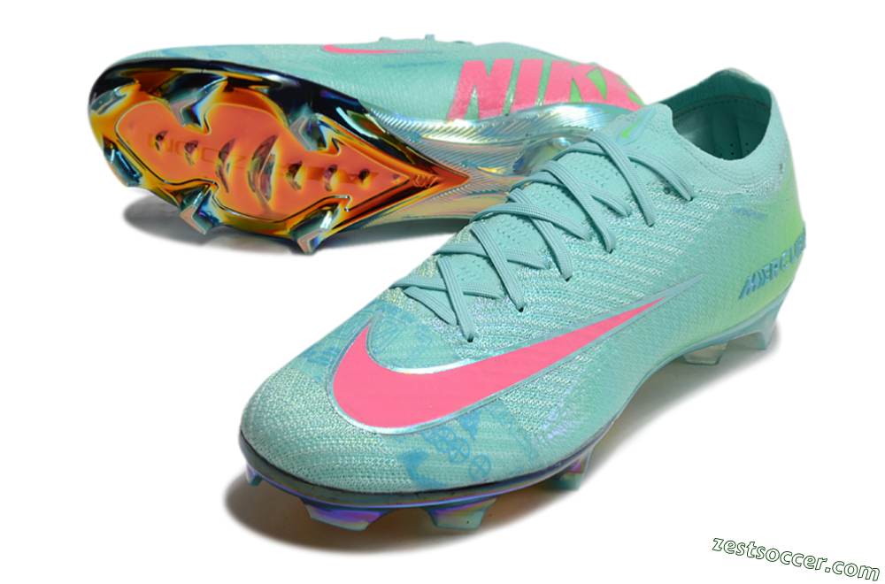 Nike Air Zoom Mercurial Vapor 16 Elite FG Low-Tops Soccer Cleats - Jade/Pink/Yellow 3
