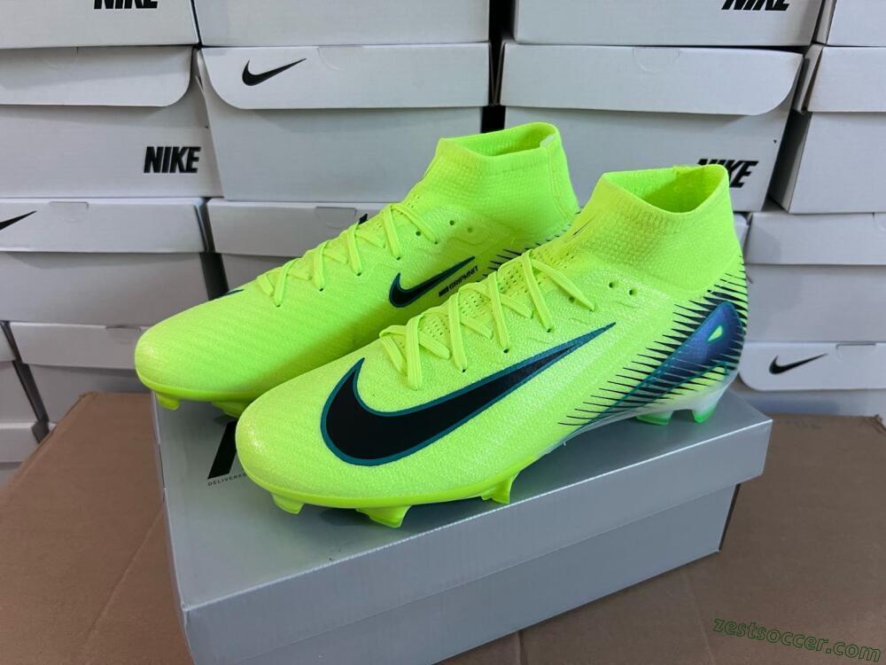 Nike Air Zoom Mercurial Superfly 10 Elite FG High-Tops Soccer Cleats - Yellow/Black/Blue