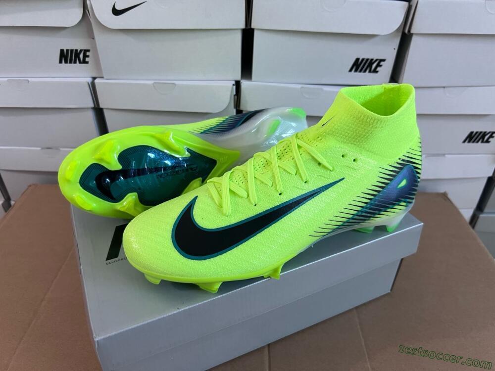 Nike Air Zoom Mercurial Superfly 10 Elite FG High-Tops Soccer Cleats - Yellow/Black/Blue
