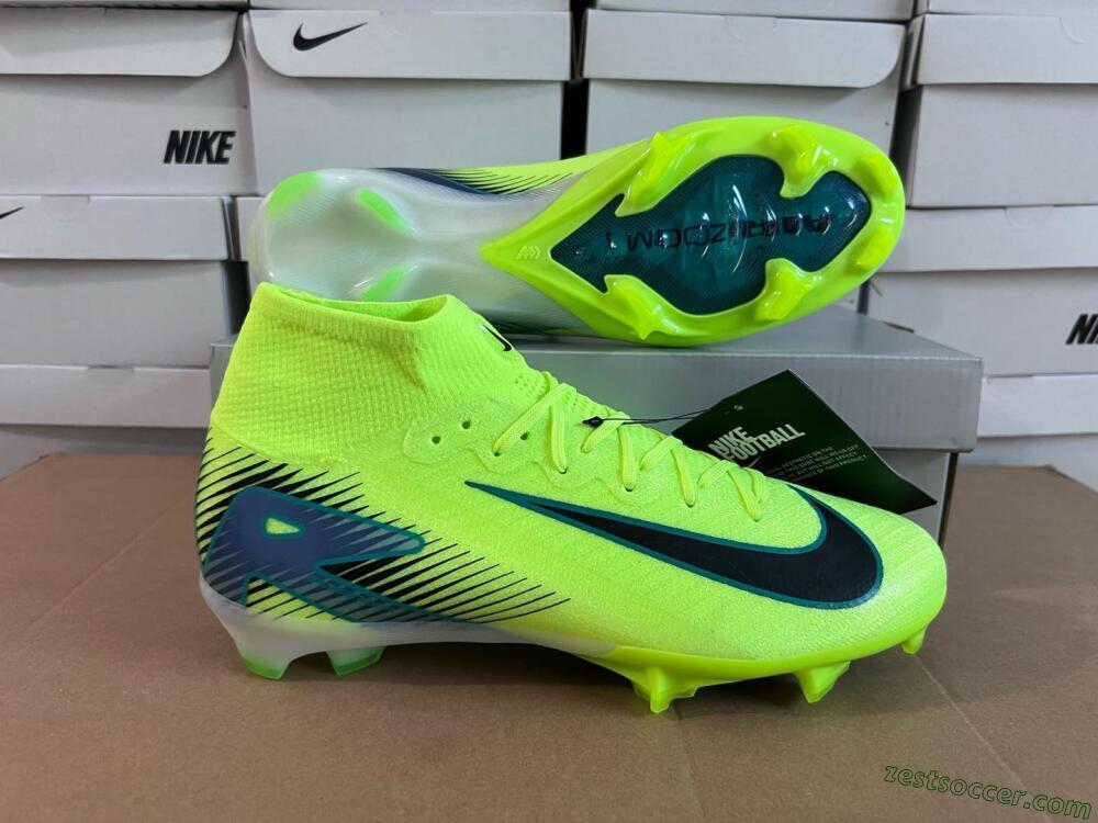 Nike Air Zoom Mercurial Superfly 10 Elite FG High-Tops Soccer Cleats - Yellow/Black/Blue