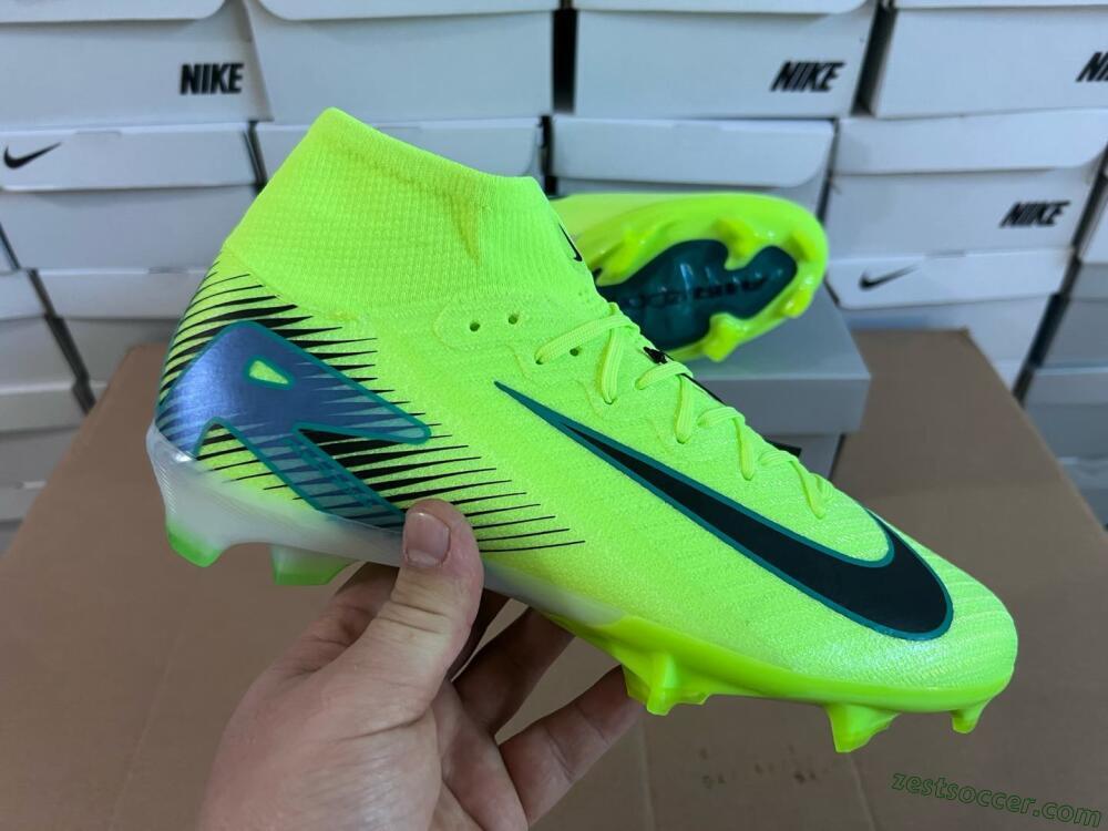 Nike Air Zoom Mercurial Superfly 10 Elite FG High-Tops Soccer Cleats - Yellow/Black/Blue
