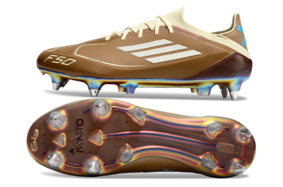 Messi x Adidas F50 Elite Benito SG Low-Tops Soccer Cleats - Brown/White/Blue