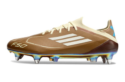 Messi x Adidas F50 Elite Benito SG Low-Tops Soccer Cleats - Brown/White/Blue