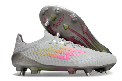 Adidas F50 Elite SG Low-Tops Soccer Cleats - Grey/Pink/Yellow