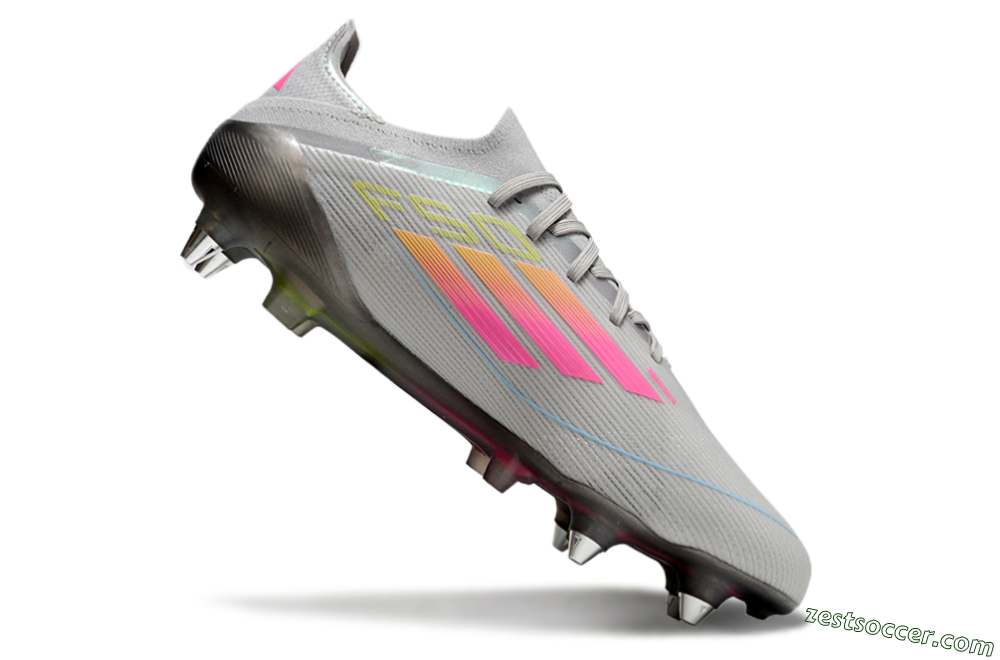 Adidas F50 Elite SG Low-Tops Soccer Cleats - Grey/Pink/Yellow 3