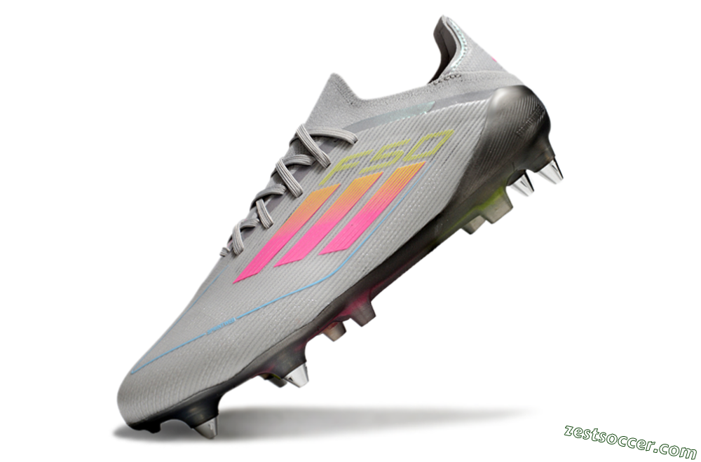 Adidas F50 Elite SG Low-Tops Soccer Cleats - Grey/Pink/Yellow 4
