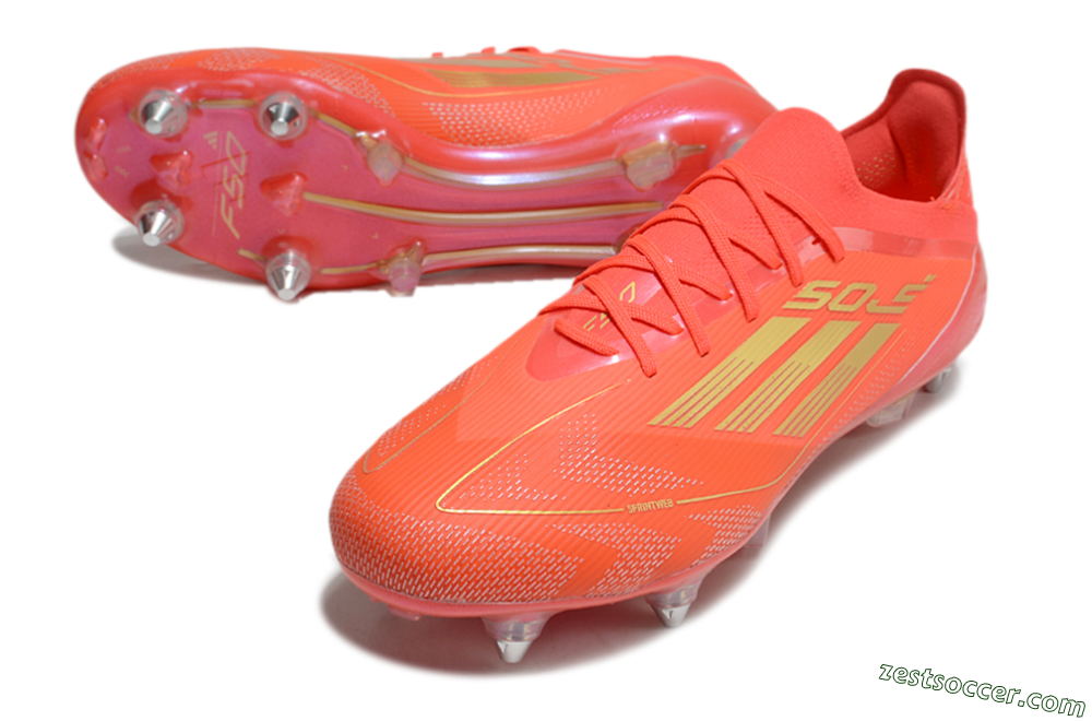 Adidas F50 Elite SG Low-Tops Soccer Cleats - Red/Gold 3