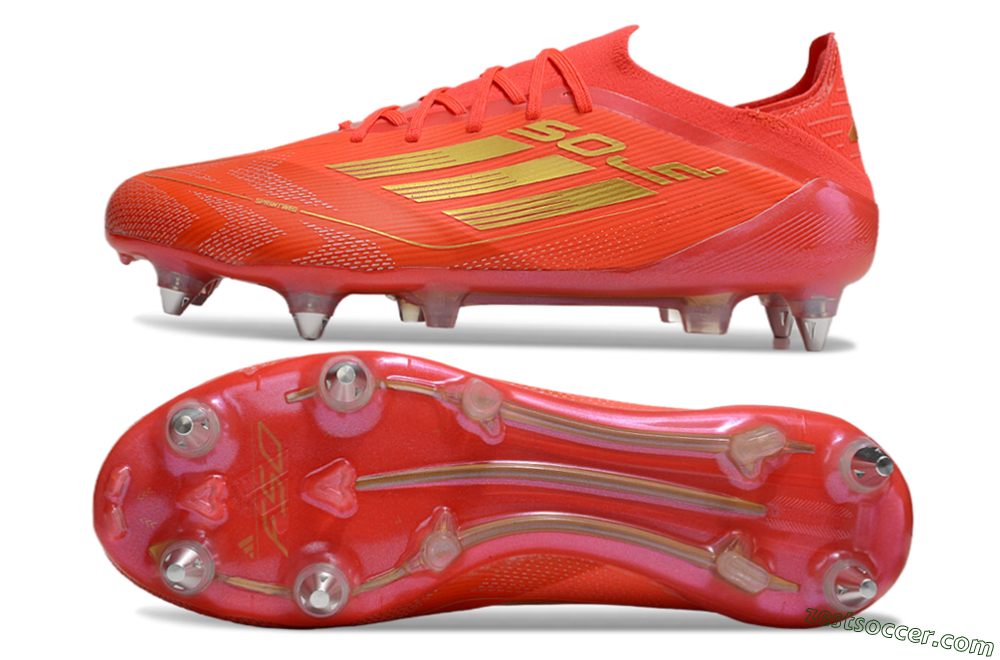 Adidas F50 Elite SG Low-Tops Soccer Cleats - Red/Gold 1