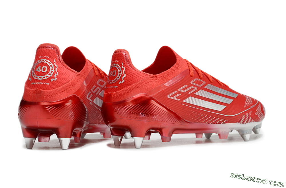 Adidas F50 Elite SG Low-Tops Soccer Cleats - Red/Silver 6