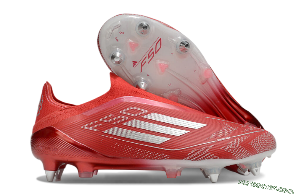 Adidas F50 Elite Laceless SG Low-Tops Soccer Cleats - Red/Silver 0