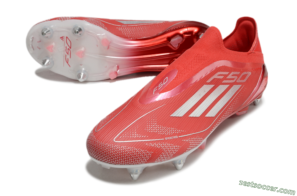Adidas F50 Elite Laceless SG Low-Tops Soccer Cleats - Red/Silver 3