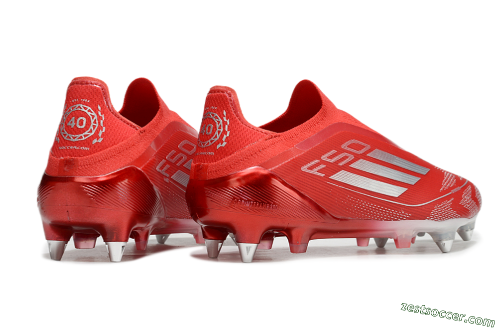 Adidas F50 Elite Laceless SG Low-Tops Soccer Cleats - Red/Silver 6