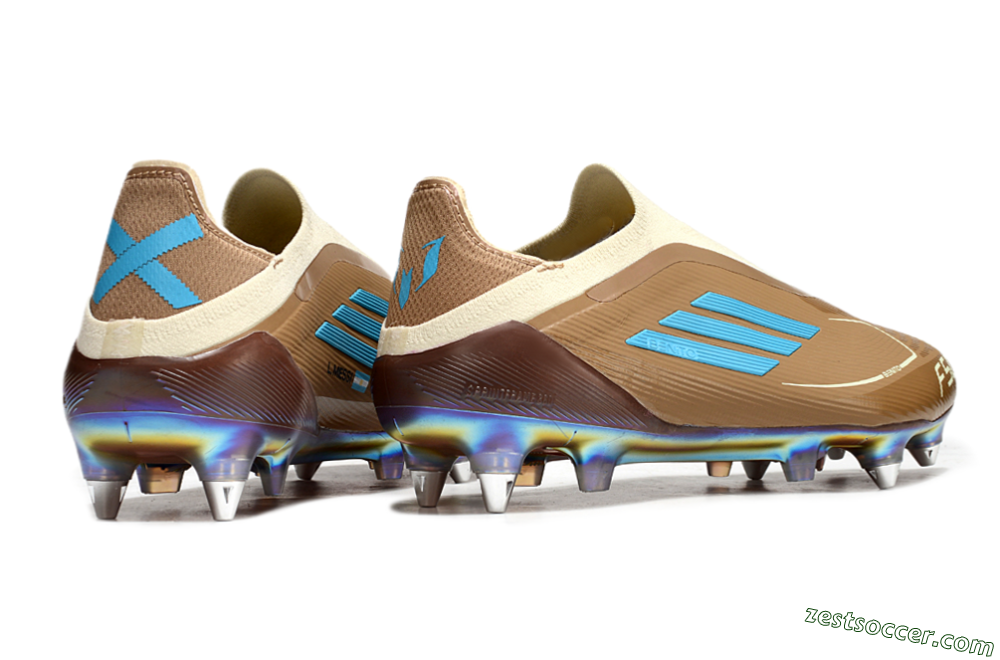 Messi x Adidas F50 Elite Laceless Benito SG Low-Tops Soccer Cleats - Brown/White/Blue 6