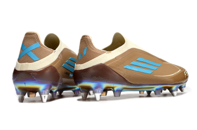 Messi x Adidas F50 Elite Laceless Benito SG Low-Tops Soccer Cleats - Brown/White/Blue