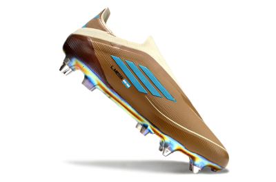 Messi x Adidas F50 Elite Laceless Benito SG Low-Tops Soccer Cleats - Brown/White/Blue