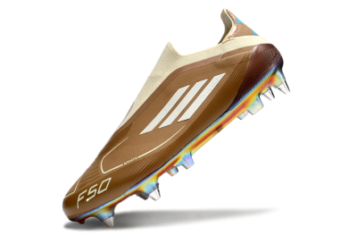 Messi x Adidas F50 Elite Laceless Benito SG Low-Tops Soccer Cleats - Brown/White/Blue