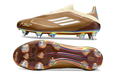 Messi x Adidas F50 Elite Laceless Benito SG Low-Tops Soccer Cleats - Brown/White/Blue