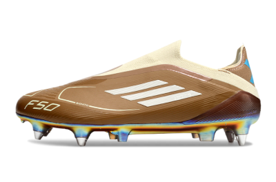 Messi x Adidas F50 Elite Laceless Benito SG Low-Tops Soccer Cleats - Brown/White/Blue