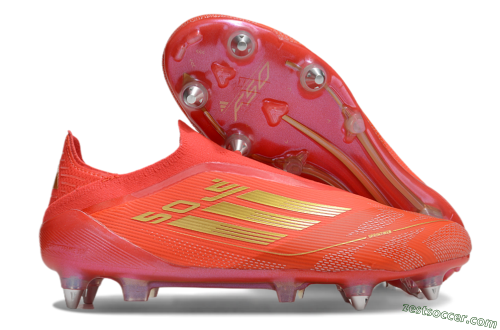 Adidas F50 Elite Laceless SG Low-Tops Soccer Cleats - Red/Gold 0