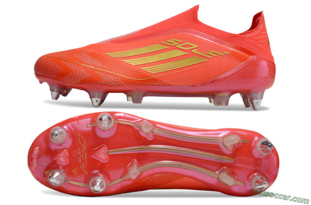 Adidas F50 Elite Laceless SG Low-Tops Soccer Cleats - Red/Gold 1