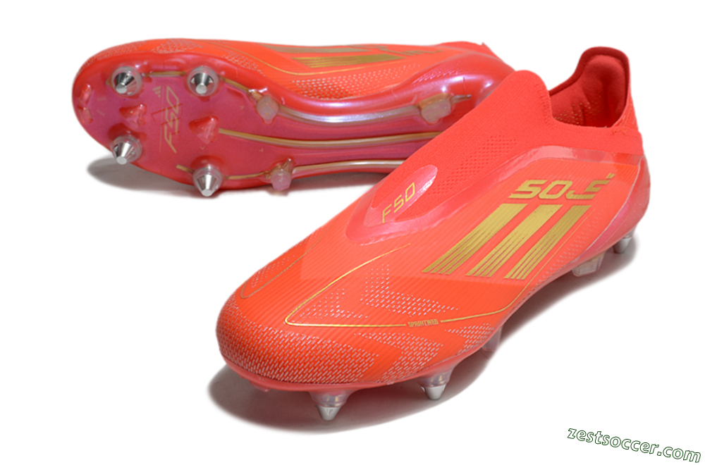 Adidas F50 Elite Laceless SG Low-Tops Soccer Cleats - Red/Gold 3