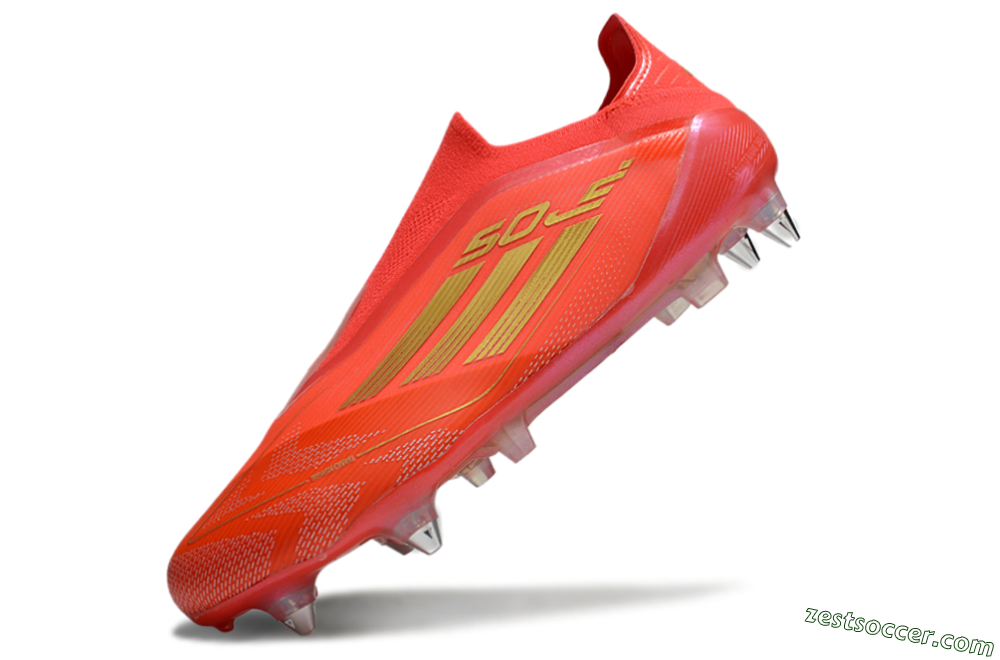 Adidas F50 Elite Laceless SG Low-Tops Soccer Cleats - Red/Gold 5