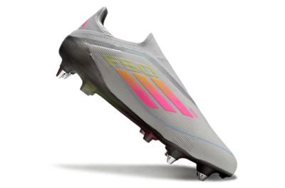 Adidas F50 Elite Laceless SG Low-Tops Soccer Cleats - Grey/Pink/Yellow