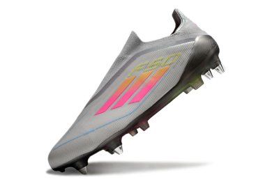 Adidas F50 Elite Laceless SG Low-Tops Soccer Cleats - Grey/Pink/Yellow