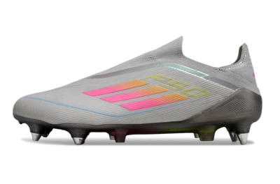 Adidas F50 Elite Laceless SG Low-Tops Soccer Cleats - Grey/Pink/Yellow