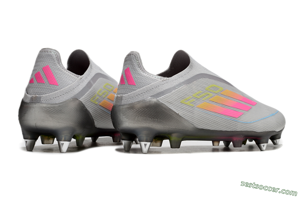Adidas F50 Elite Laceless SG Low-Tops Soccer Cleats - Grey/Pink/Yellow 6