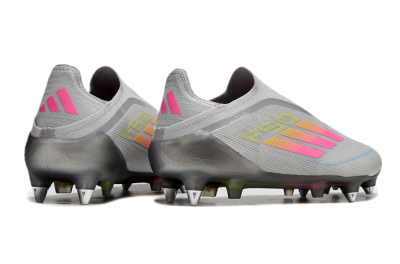 Adidas F50 Elite Laceless SG Low-Tops Soccer Cleats - Grey/Pink/Yellow