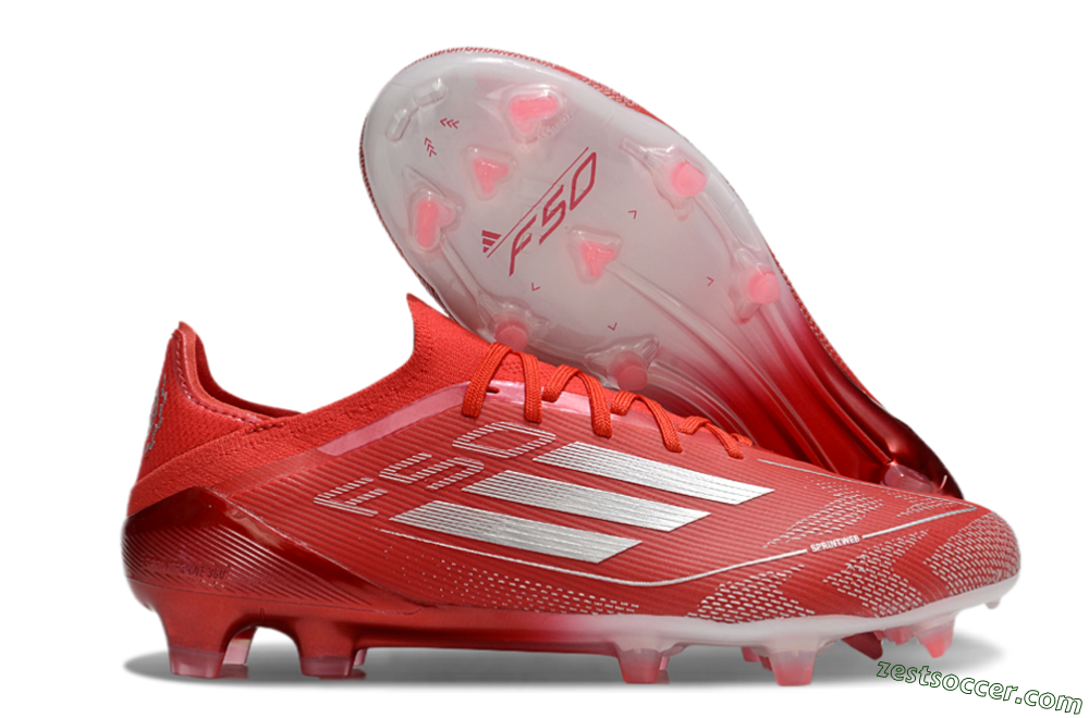 Adidas F50 Elite FG Low-Tops Soccer Cleats - Red/Silver 0
