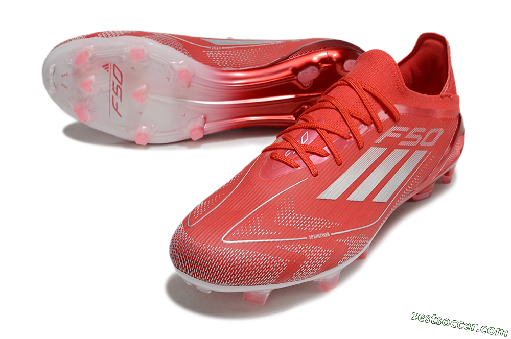 Adidas F50 Elite FG Low-Tops Soccer Cleats - Red/Silver 3